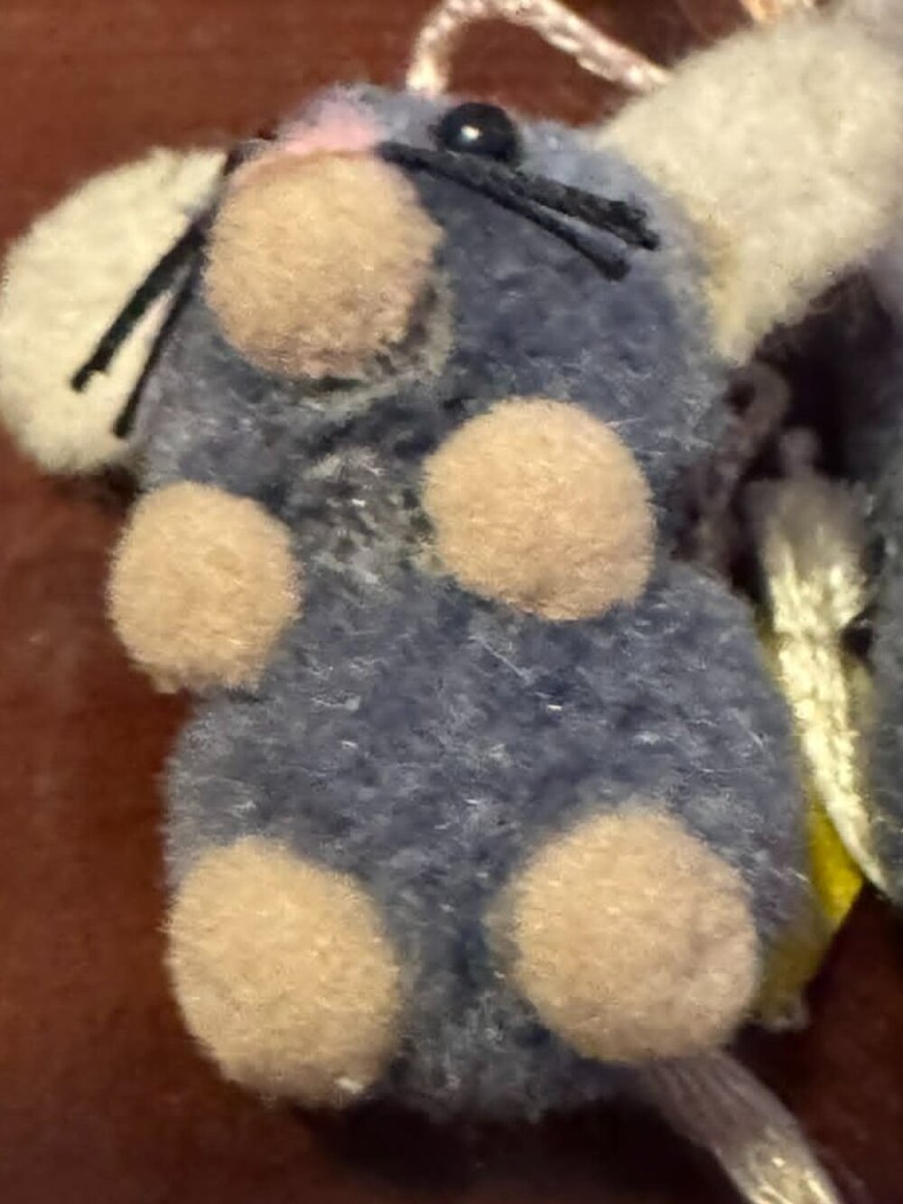Vintage Hand Felted 2 Ornamental Mice 1.75 inches tall